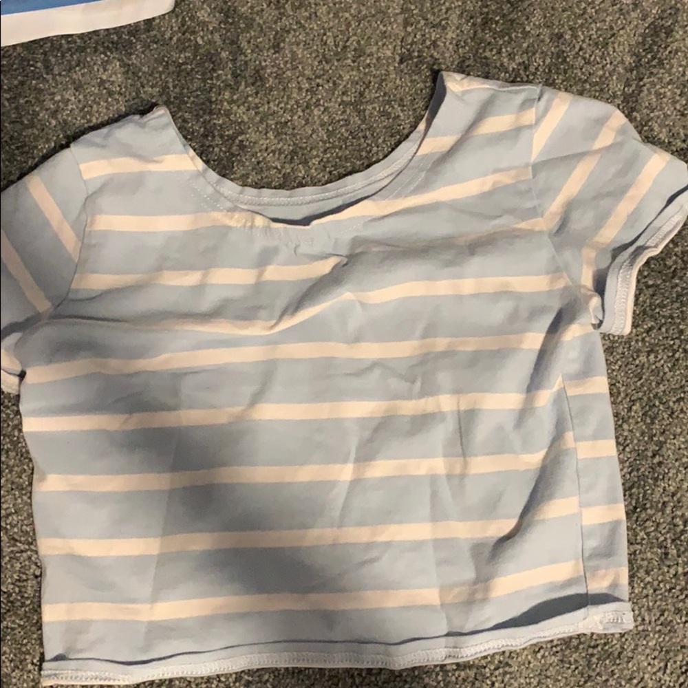 blue and white striped shirt